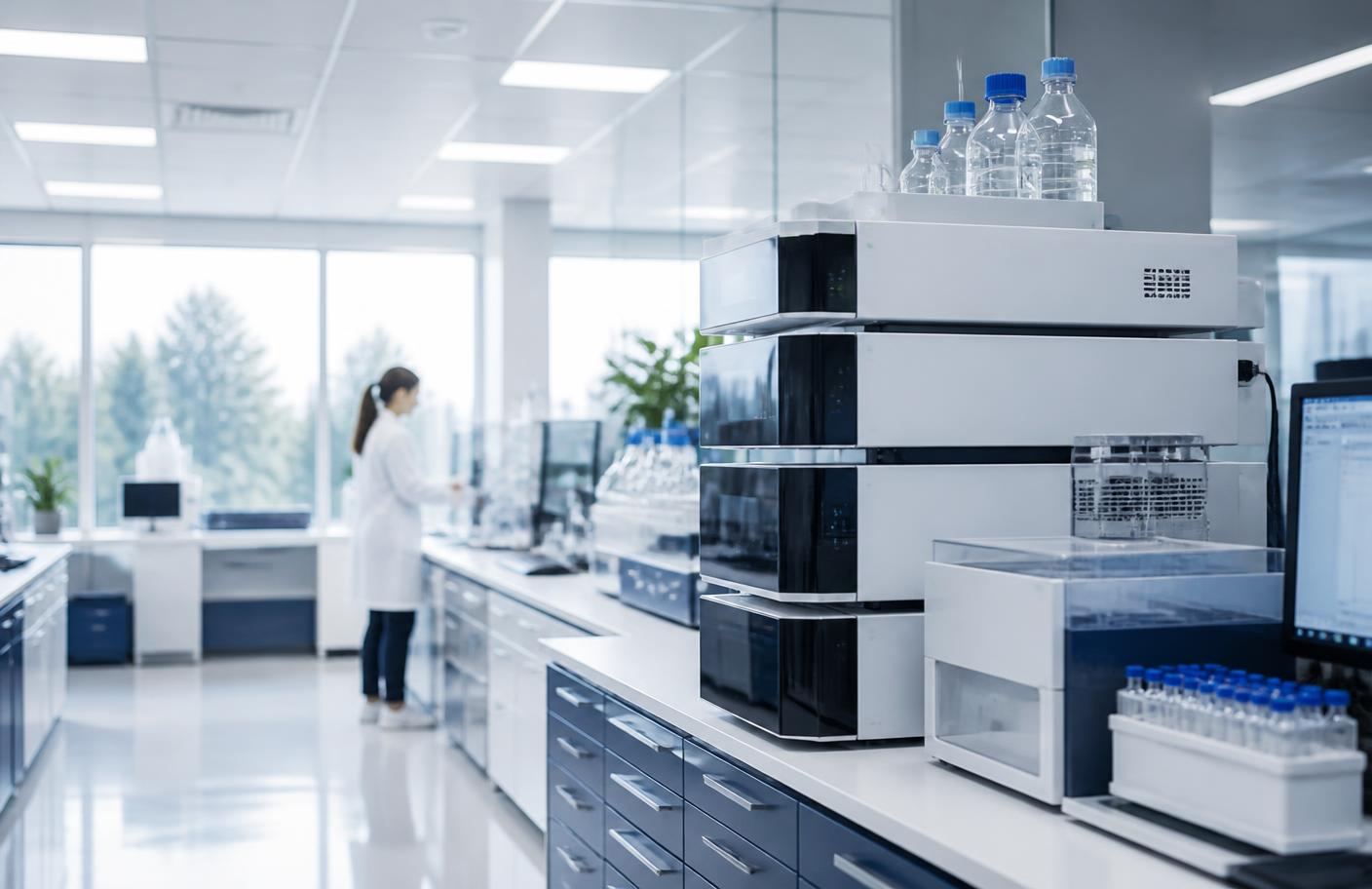 Peptide Lounge analytical laboratory with HPLC instrumentation